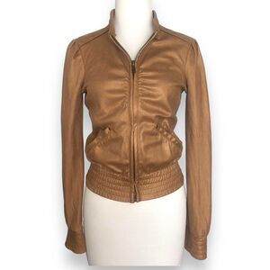 Miss Sixty Women's Gold-Brown Bomber Jacket Size XS Full Zip – Stylish & Chic